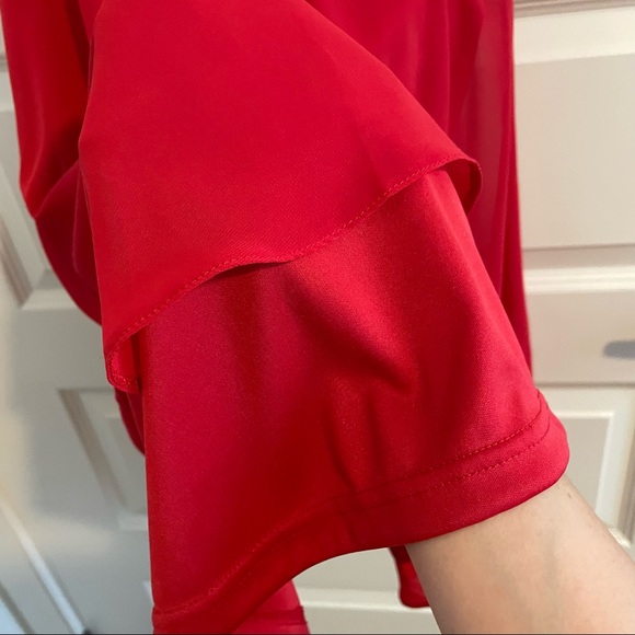 ASOS Red skater dress with lace and flutter sleeves size US 10 NWT - Picture 6 of 6